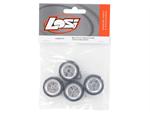 Micro 22's On-Road Tire Set, Chrome, Mounted (4), 0605482145852, 605482145852, LOS-B-1575,