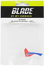 Red Vertical Fin with Decal: mCP X, 0605482035924, 605482035924, BLH-3520R, Blade-3520R